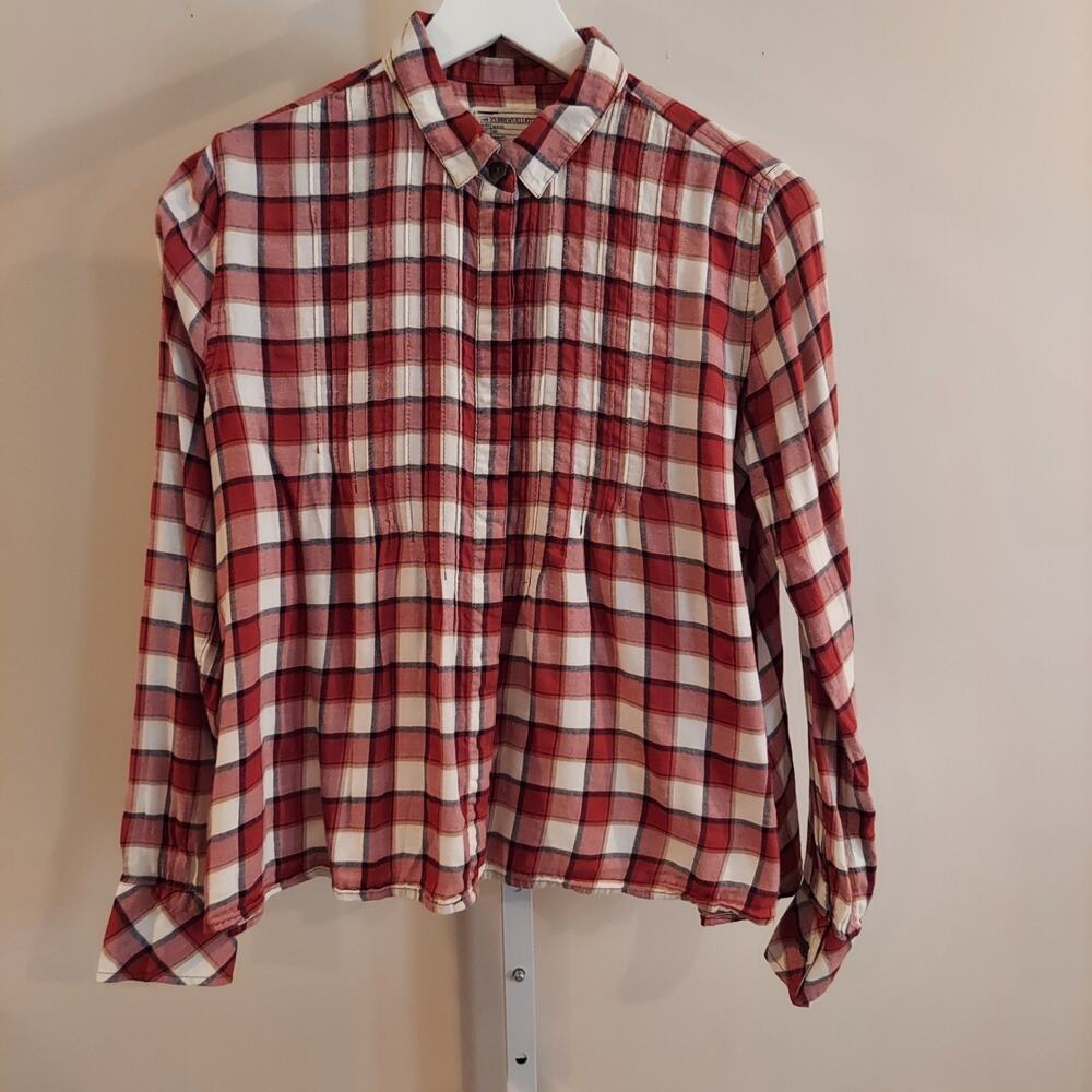 Current Elliot Button Up Plaid Shirt Size 1‎ Small Cropped Long Sleeve